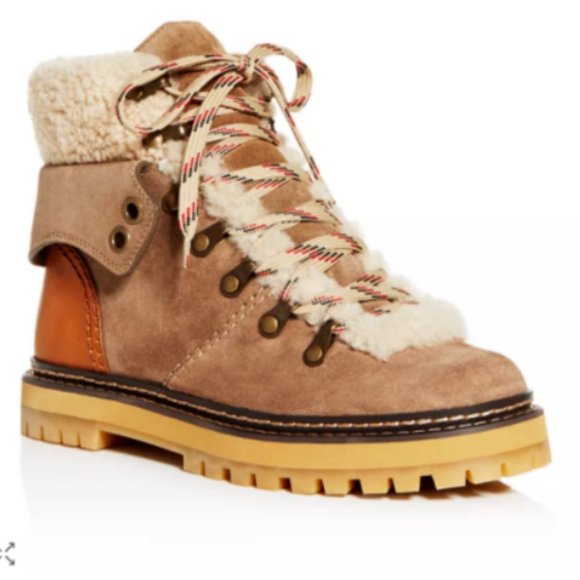 sz US 37, 38 see by chloé Eileen shearling hiker boots MSRP$495 CLEARANCE - Picture 10 of 13
